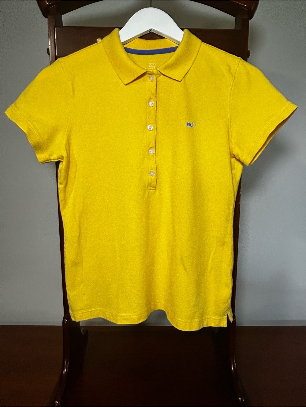 Vineyard Vines Womens Small Yellow Polo Shirt Short Sleeve Button Placket Whale